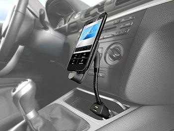 Callstel, Callstel Kfz-Smartphone-Schwanenhals-Halterung, USB-Ladeport, Micro-USB-Stecker, Kfz-Smartphone-Schwanenhals-Halterung, USB-Ladeport, Micro-USB-Stecker