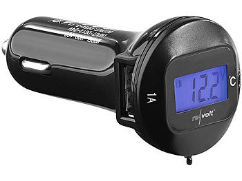 revolt, revolt Kfz-USB-Ladegerät, 2xUSB, LCD-Spannungswarner, Thermometer, 3,1A/15,5W, Kfz-USB-Ladegerät, 2xUSB, LCD-Spannungswarner, Thermometer, 3,1A/15,5W