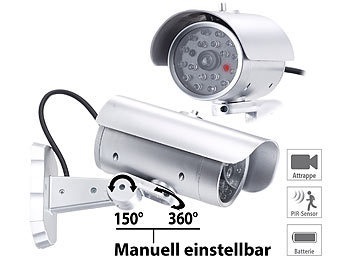 VisorTech, VisorTech Überwachungskamera-Attrappe mit Bewegungssensor und Signal-LED, Überwachungskamera-Attrappe mit Bewegungssensor und Signal-LED