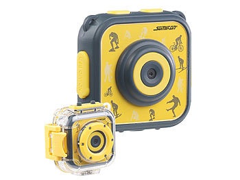 Somikon, Somikon Kinder-HD-Actioncam mit Unterwasser-Gehäuse & 6 virtuellen Foto-Rahmen, Kinder-HD-Actioncam mit Unterwasser-Gehäuse & 6 virtuellen Foto-Rahmen