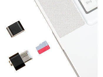 Pearl, Pearl Mini-Cardreader für microSD(HC/XC)-Karten bis 128 GB & USB-Stick, Mini-Cardreader für microSD(HC/XC)-Karten bis 128 GB & USB-Stick