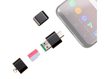 Pearl, Pearl Mini-Cardreader & USB-Stick, für microSD(HC/XC) bis 128 GB, USB A & C, Mini-Cardreader & USB-Stick, für microSD(HC/XC) bis 128 GB, USB A & C