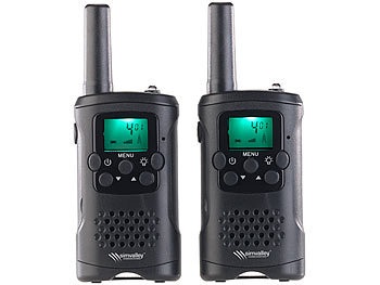 simvalley communications, simvalley communications 2er-Set PMR-Funkgeräte mit VOX, 10 km Reichweite, LED-Taschenlampe, 2er-Set PMR-Funkgeräte mit VOX, bis 10 km Reichweite, LED-Taschenlampe