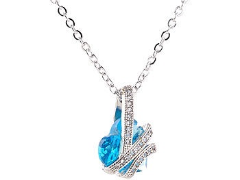 St. Leonhard, St. Leonhard Halskette mit blauem Zirkonia-Herzanhänger und Schmucksteinen, 45 cm, Halskette mit blauem Zirkonia-Herzanhänger und Schmucksteinen, 45 cm
