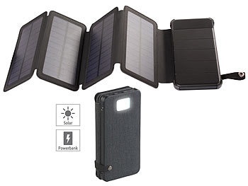 revolt, revolt Solar-Powerbank, faltbares Solarpanel, LED-Lampe, 8.000 mAh, 2,1 A, 5W, Solar-Powerbank, faltbares Solarpanel, LED-Lampe, 8.000 mAh, 2,1 A, 5W