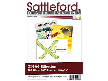 Sattleford, Sattleford 400 Etiketten A6 105x148 mm für Laser/Inkjet, 400 Etiketten A6 105x148 mm für Laser/Inkjet