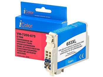iColor, iColor Tintenpatrone für Epson-Drucker (ersetzt C13T03A24010 / 603XL), cyan, Tintenpatrone für Epson-Drucker (ersetzt C13T03A24010 / 603XL), cyan