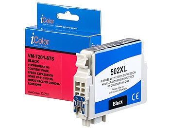 iColor, iColor Kompatible Tintenpatrone für Epson C13T02W14010, Schwarz, Tintenpatrone für Epson-Drucker (ersetzt C13T02W14010), black/ schwarz