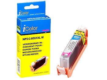 iColor, iColor Patrone für CANON (ersetzt CLI-551M XL), magenta mit CHIP, Patrone für CANON (ersetzt CLI-551M XL), magenta mit CHIP