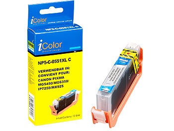 iColor, iColor Patrone für CANON (ersetzt CLI-551C XL), cyan mit CHIP, Patrone für CANON (ersetzt CLI-551C XL), cyan mit CHIP