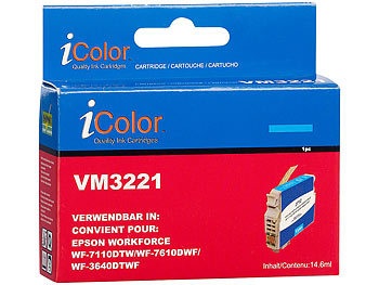 iColor, iColor Tintenpatrone für Epson (ersetzt T2712 / 27XL), cyan XL, Tintenpatrone für Epson (ersetzt T2712 / 27XL), cyan XL