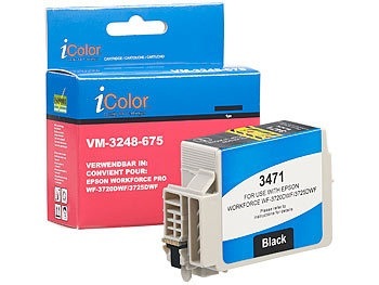 iColor, iColor Tintenpatrone für Epson-Drucker (ersetzt T3471 / 34XL), schwarz, 22 ml, Tintenpatrone für Epson-Drucker (ersetzt T3471 / 34XL), schwarz, 22 ml