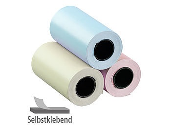 Callstel, 3er-Set selbstklebende Etiketten-Rollen, 80 mm Breite, je 3,5 m, bunt / Thermorollen, 3er-Set selbstklebende Etiketten-Rollen, 80 mm Breite, je 3,5 m, bunt