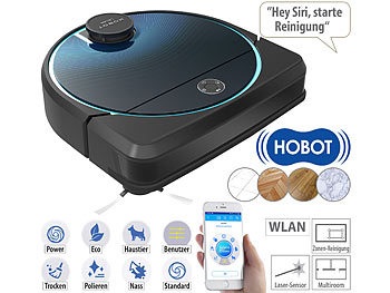 Sichler Exclusive, Multiroom-Saug- und Wisch-Roboter mit WLAN, App und 8 Reinigungs-Modi / Saugroboter