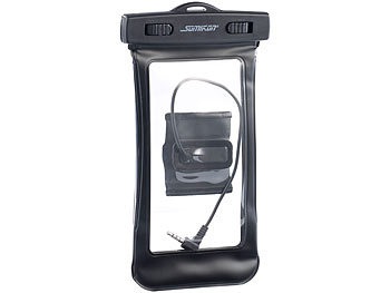 Somikon, Somikon Wasserdichte Smartphone & iPhone-Tasche bis 5,3", Headset-Anschluss, Wasserdichte Smartphone & iPhone-Tasche bis 5,3