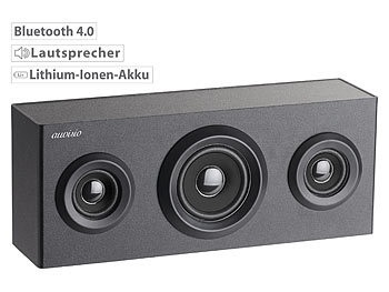 Auvisio, auvisio 2.1-Regal-Holzlautsprecher mit Bluetooth, Subwoofer & Akku, 12 Watt, 2.1-Regal-Holzlautsprecher mit Bluetooth, Subwoofer & Akku, 12 Watt