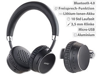 Auvisio, auvisio Premium-Bluetooth 4.0-On-Ear-Headset im Alu-Gehäuse, Echtleder, Premium-Bluetooth 4.0-On-Ear-Headset im Alu-Gehäuse, Echtleder