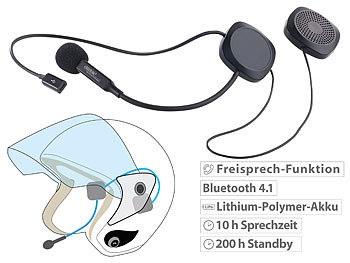 Auvisio, auvisio Stereo-Headset mit Bluetooth 4.1 & Freisprecher für Motorradhelme, Stereo-Headset mit Bluetooth 4.1 & Freisprecher für Motorradhelme