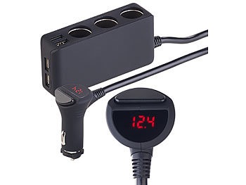 revolt, revolt Kfz-Verteiler mit 3x 12-/24-Volt- & 4x USB-Buchse, LCD-Display, 120 W, Kfz-Verteiler mit 3x 12-/24-Volt- & 4x USB-Buchse, LCD-Display, 120 W