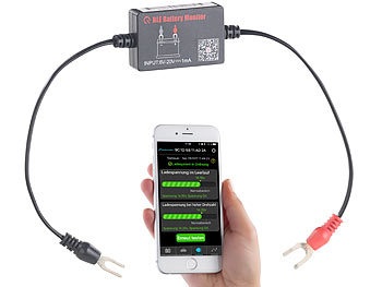 Lescars, Lescars Kfz-Batterie-Wächter mit Bluetooth und App, für 6- & 12-Volt-Batterien, Kfz-Batterie-Wächter mit Bluetooth und App, für 12-Volt-Batterien