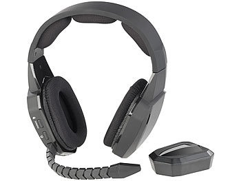 Auvisio, auvisio Kabelloses Gaming-Funk-Headset mit TOSLINK & 12-Stunden-Akku, 2,4 GHz, Digitales Gaming-Funk-Headset mit TOSLINK & 12-Stunden-Akku, 2,4 GHz