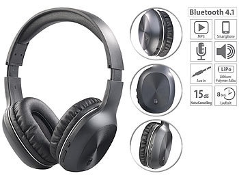 Auvisio, auvisio Over-Ear-Headset mit Bluetooth 4.1 & Active Noise Cancelling bis 15 dB, Over-Ear-Headset mit Bluetooth 4.1 & Active Noise Cancelling bis 15 dB