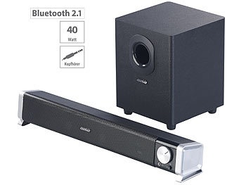 Auvisio, auvisio 2.1-Soundbar mit externem Subwoofer für PC und TV, Bluetooth, 40 Watt, 2.1-Soundbar mit externem Subwoofer für PC und TV, Bluetooth, 40 Watt
