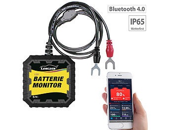 Lescars, Lescars Kfz-Batterietester und -Wächter für 12 Volt, mit Bluetooth & App, IP65, Kfz-Batterietester und -Wächter für 12 Volt, mit Bluetooth & App, IP65