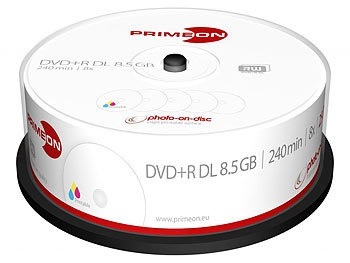 Primeon, Primeon DVD+R Double Layer 8.5GB 8x photo-on-disc printable 25er Cake, DVD+R Double Layer 8.5GB 8x photo-on-disc printable 25er Cake