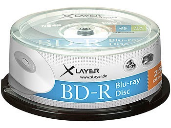 Xlayer, Xlayer Blu-ray-Rohlinge BD-R 25 GB 4x, 25er-Spindel, Blu-ray-Rohlinge BD-R 25 GB 4x, 25er-Spindel