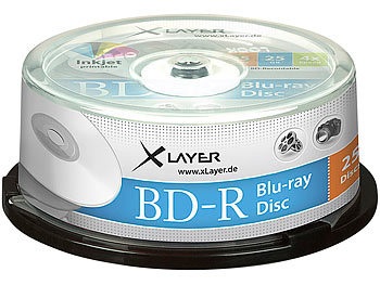 Xlayer, Xlayer Blu-ray-Rohlinge BD-R 25 GB 4x, printable, 25er-Spindel, Blu-ray-Rohlinge BD-R 25 GB 4x, printable, 25er-Spindel