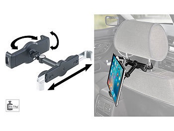 Lescars, Lescars Universal-360°-Kopfstützen-Halterung für Tablet-PCs & iPads bis 12,9", Universal-360°-Kopfstützen-Halterung für Tablet-PCs & iPads bis 12,9