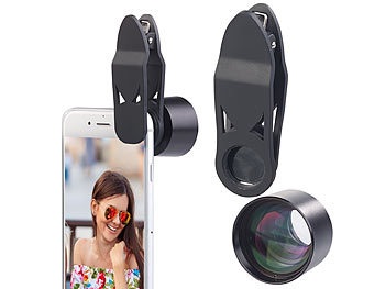 Somikon, Somikon HD-Tele- & Portrait-Vorsatzlinse für Smartphones, 2x, Clip-Halterung, HD-Tele- & Portrait-Vorsatzlinse für Smartphones, 2x, Clip-Halterung