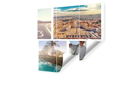 myposter, Fotocollage auf Fototapete im Format 120 x 120 cm quadratisch im Format 120 x 120 cm, Fotocollage auf Fototapete im Format 120 x 120 cm quadratisch im Format 120 x 120 cm