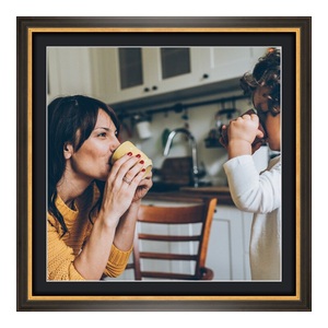 myposter, Poster im Holzrahmen antik in schwarz mit gold im Format 60 x 45 cm, 