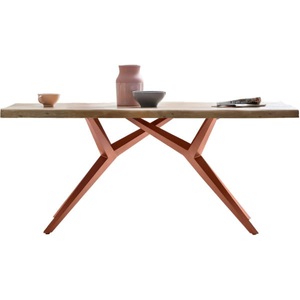 mutoni design, Tisch 180x100 cm - Akazie natur - Metall antikbraun - mit Baumkante, Massivholztisch 180x100 - Akazie natur - Metall antikbraun - mit Baumkante