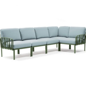 Nardi, Nardi - 5-Sitzer Sofa Komodo Kaki-Hellblau (135,5 x 294 x 78/154 cm), Gartenlounge Komodo (5-tlg) agave hellblau