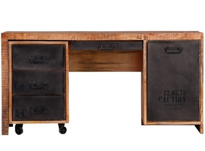 Premium Living, Schreibtisch aus Mangoholz Massiv, Schreibtisch Loft Wood 150
