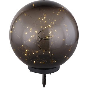 Globo, LED-Solarleuchte Kugel rauchfarben, Ø 30 cm, Globo Solarleuchte , 33808 , Grau , Kunststoff , 40 cm , 004558674904