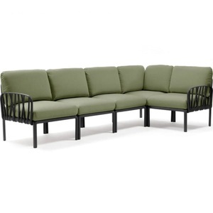 Nardi, Nardi - 5-Sitzer Sofa Komodo Anthrazit-Dunkelgrün (135,5 x 294 x 78/154 cm), Gartenlounge Komodo (5-tlg) anthrazit grün