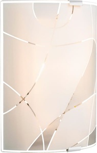 Globo, GLOBO PARANJA Wandleuchte weiß chrom, Glas satiniert, Dekorlinien, LxB:220x225, AL:65,, Wandleuchte Paranja Chrom satiniert weiss