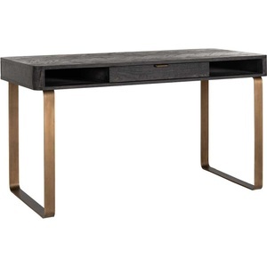 Richmond Interiors, Schreibtisch Blackbone schwarz messing 140