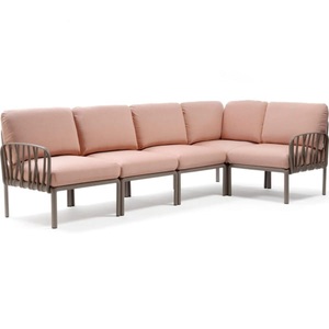 Nardi, Nardi - 5-Sitzer Sofa Komodo Dunkles Beige - Quartz rose (135,5 x 294 x 78/154 cm), Gartenlounge Komodo (5-tlg) baun rosa