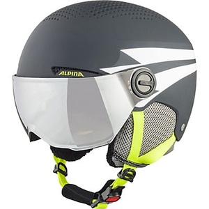 Alpina, ALPINA ZUPO VISOR Skihelm Kinder, Alpina Zupo Visor Skihelm - Charcoal-Neon Matt (Grösse: 54-58)