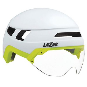 Lazer, Urbanize Mips Velohelm, Lazer Velohelm mit Visier Urbanize Mips - Matte White, Flash Yellow (Grösse: L (58-61 cm))