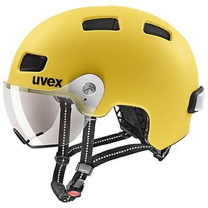 Uvex, Uvex Rush Visor Velohelm mit Visier - Sunbee Mat, Uvex Rush visor Velohelm dunkelgelb