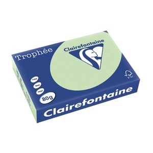 Clairefontaine, Clairefontaine Tropheé Farbiges Kopier-/ Druckerpapier DIN A4 80 g/m² Pastellgrün 500 Blatt, Clairefontaine Kopierpapier Trophée Colored Copy FSC A4, Lindengrün,80 g/m²