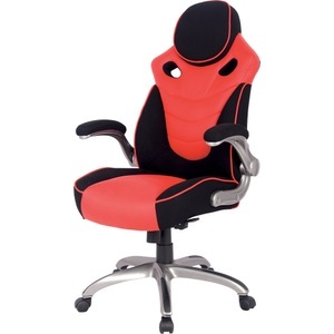 Realspace, Realspace Basic Tilt Gaming-Stuhl mit 2D-Armlehnen und verstellbarem Sitz HLC-1455 Leder Schwarz, Rot, 