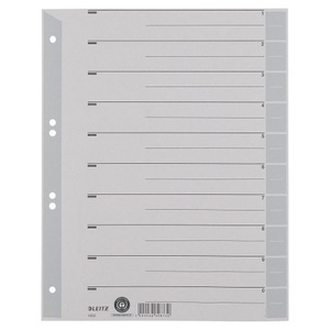 Leitz, Leitz Trennblatt 16520085 DIN A4 230 g Karton grau, Leitz 1 bis 10 Trennblätter DIN A4 Überbreite Dunkelgrau 10-teilig Pappkarton 6 Löcher 1652 100 Stück