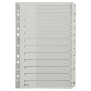 Leitz, Leitz Register 4325 DIN A4 Weiß 12-teilig 11-fach Karton 1 bis 12, Leitz Register 4325 DIN A4 Weiß 12-teilig 11-fach Karton 1 bis 12